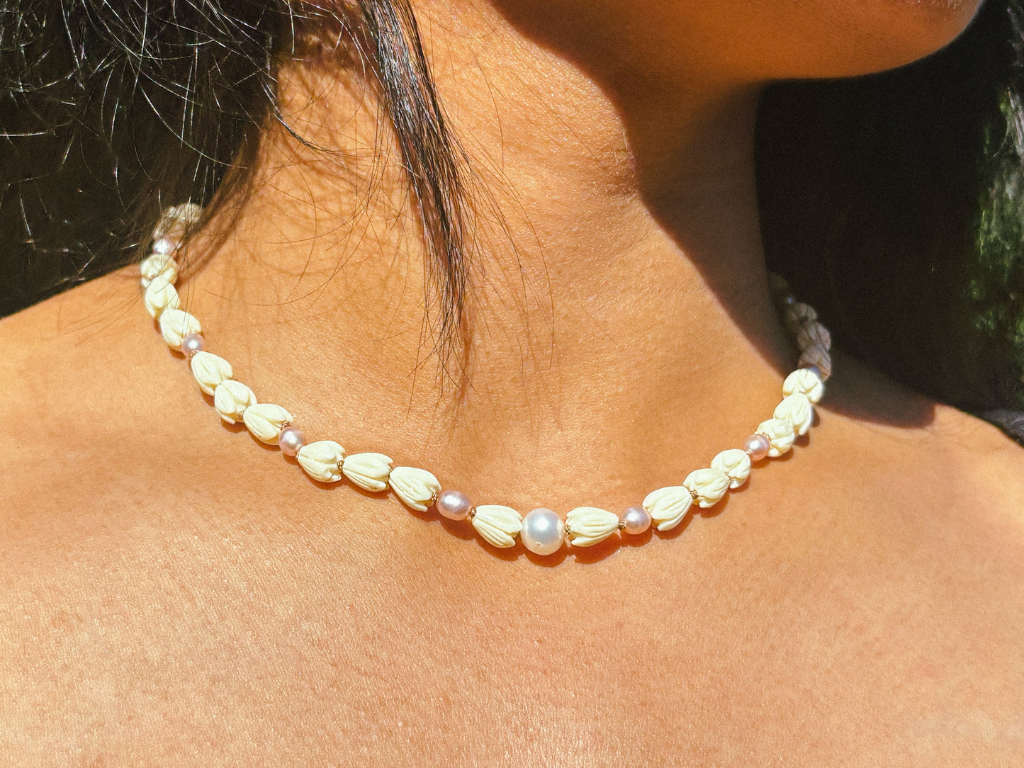 Pikake N Pearls Knotted Choker