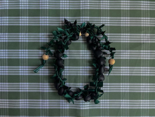 Kukui Nut & Ribbon Maile Twisted Car Lei